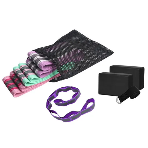 

Wholesale Custom Logo Fitness Exercise Band Fabric Resistance Loop Bands Yoga Strap Yoga Block Set