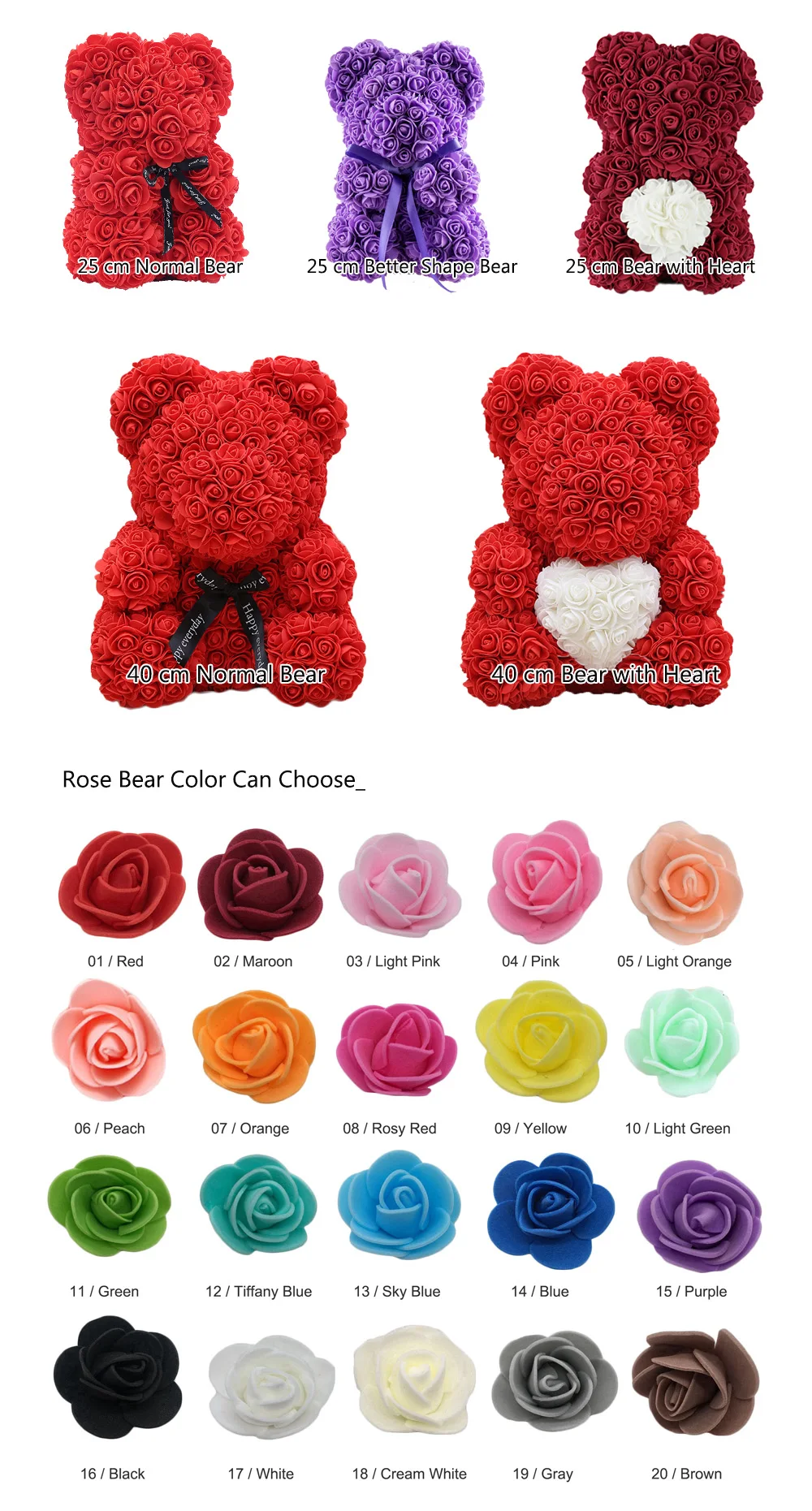 foam rose bear wholesale