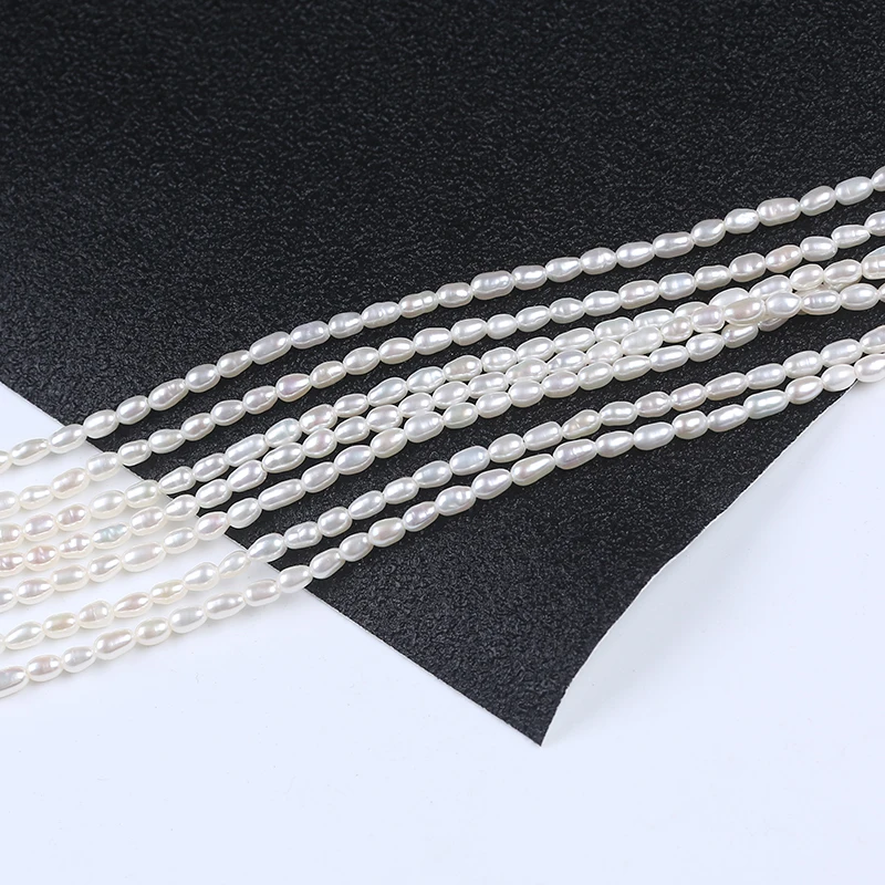 AA 2-3mm white natural freshwater rice pearl strand