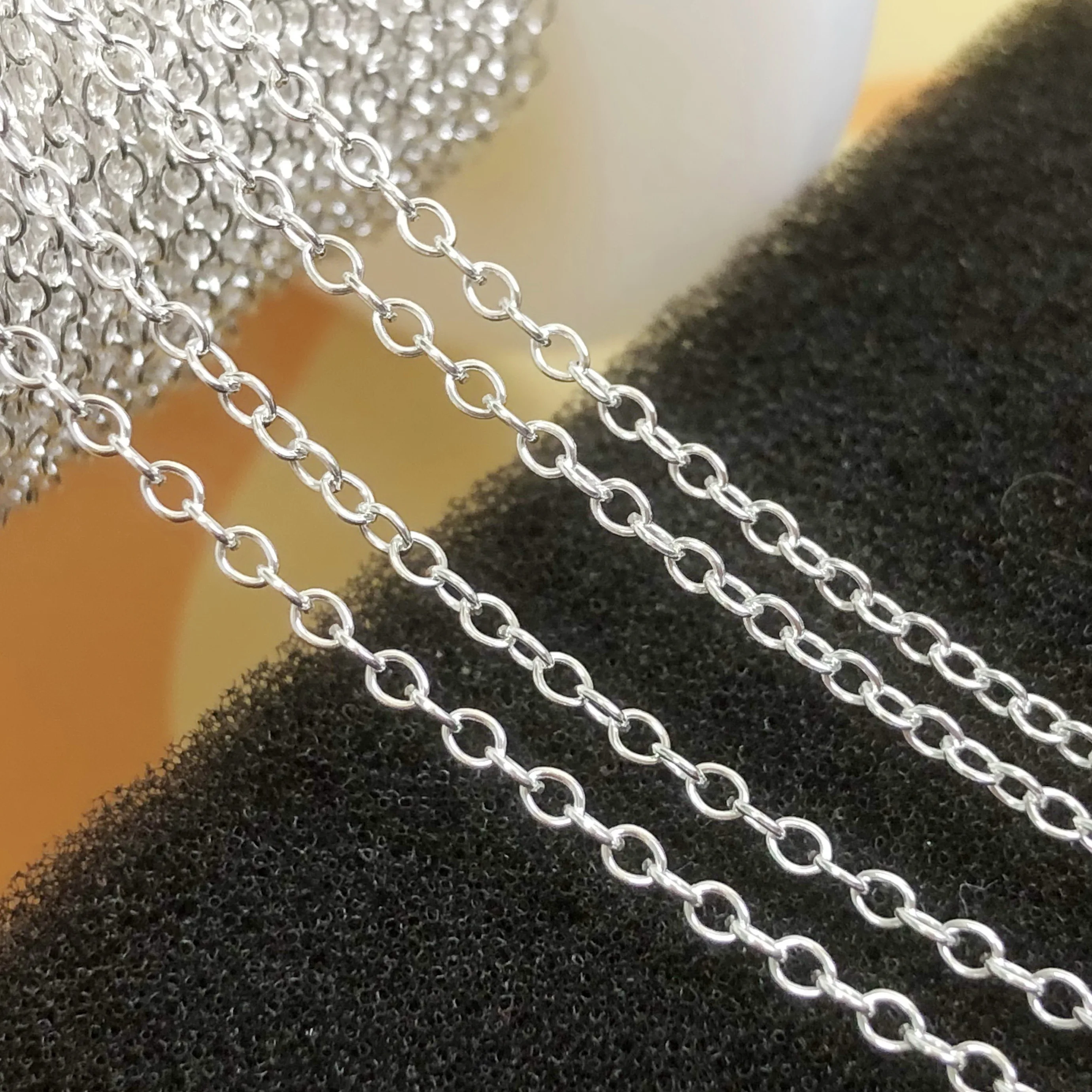 New 1.7mm Round Cable Chain 925 Sterling Silver Factory Wholesale  Permanent Jewelry 14k Gold Filled Chain