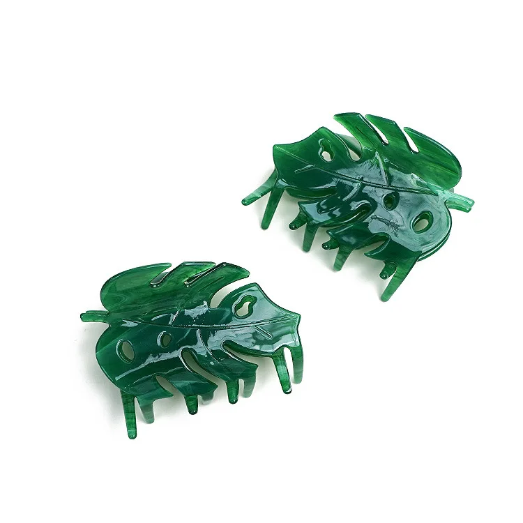 

SAYOUNG Europe And America Monstera Deliciosa Green Wholesale Women Hair Accessories Custom Logo Cellulose Acetate Hair Claws