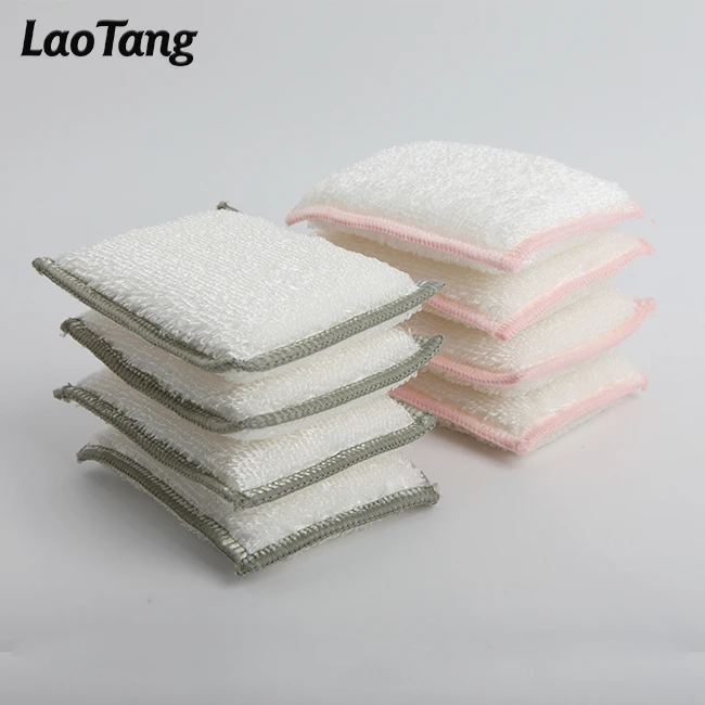 

Amazon 2021 E-friendly Customized Logo Wholesale Multi-purpose Natural Bamboo Kitchen Dish Cleaning Pad Sponge