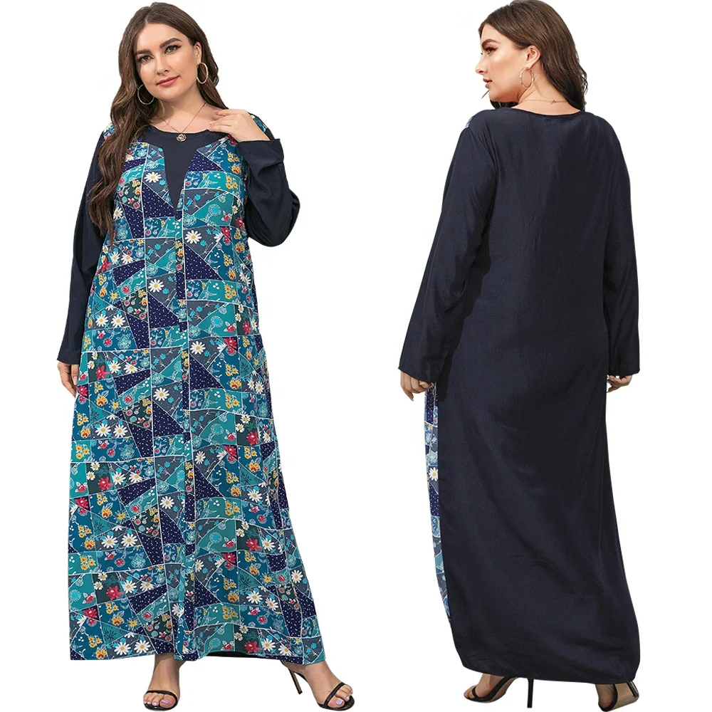 

Hot Wholesale Female Dress Fashion Women long sleeve Round Neck dresses pattern muslim women clothing