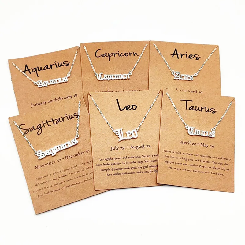 

Zodiac Sign Letter Necklace Stainless Steel Personalized Name Plate Necklaces