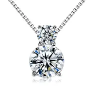 

Fashion 925 Sterling Silver Round cubic zirconia Crystal Gemstone necklace Pendant