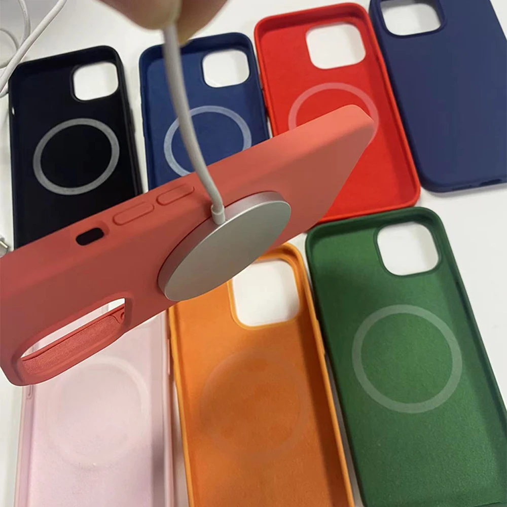 

For iPhone13 Pro Max Original Liquid Silicone Logo Box Mobile Phone Bags Magnetic Cases Back Cover For iPhone Case