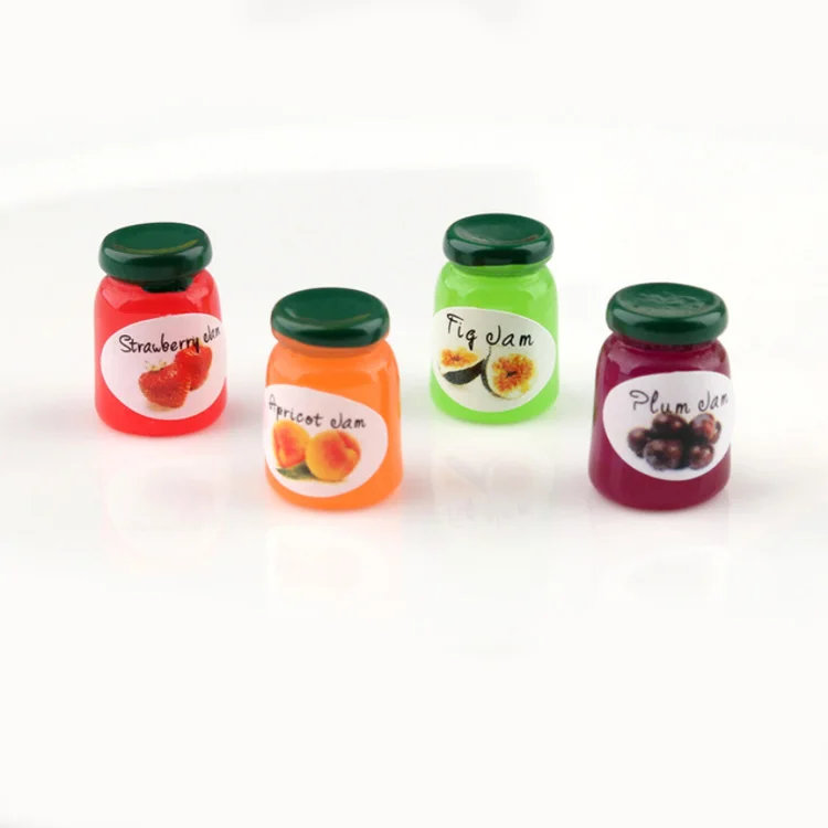 

yiwu wintop lovely small 3d simulation fruit jam jar design flatback resin cabochons for keychain jewelry making