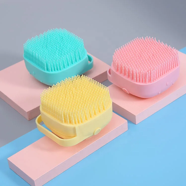 

2021 Custom Personalized Pet Supplies Dog Puppy Cat Bath Brush Rubber Shower Cleaning Massage Brush, Square blue, square yellow, square pink