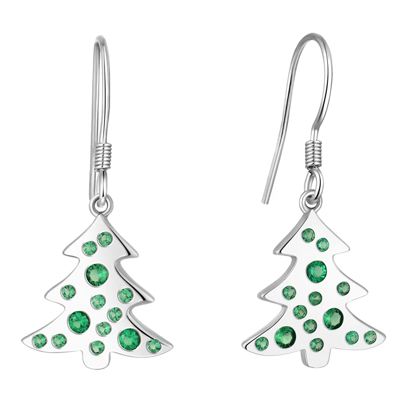 

Wholesale Custom OEM ODM Charm Earring Jewellery Gifts Women Rhodium Plated 925 Sterling Silver Christmas Tree Earrings Jewelry