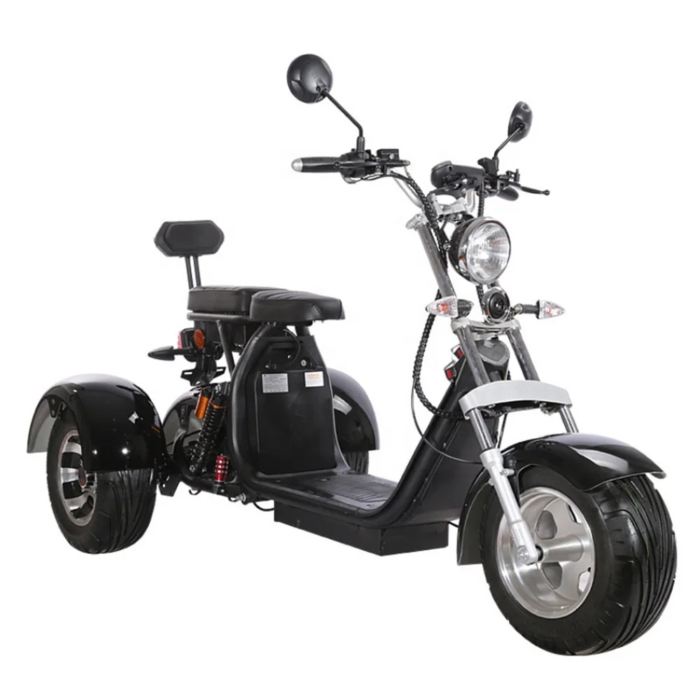

2020 new 1500w 60v12ah/20ah aluminium wheel two seat three wheel electric scooter/fat tire trike/citycoco tricycle, Black, red. white, orange, black and so on