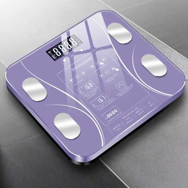 

OEM body fat scale BMI Fitness analysis Multi-person data automatic on off bathroom scale, Black white