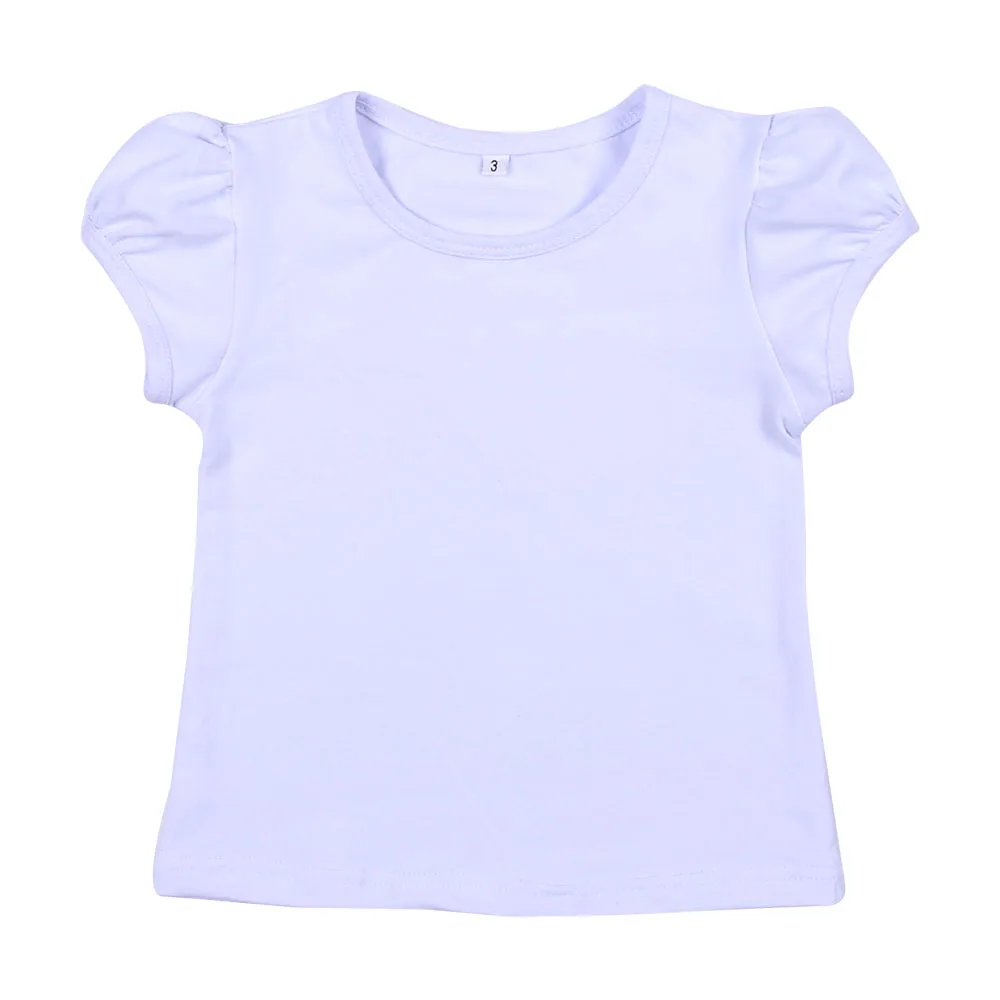 

NO MOQ RTS Summer cute tops for girls children clothes girls clothes solid white shirt cotton girls tops and t shirt, Picture shows