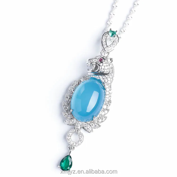 

Wholesale Leopard Chalcedony Pendant Blue Agate Inlaid Zircon Pendant Jade Buddha Net Red Live