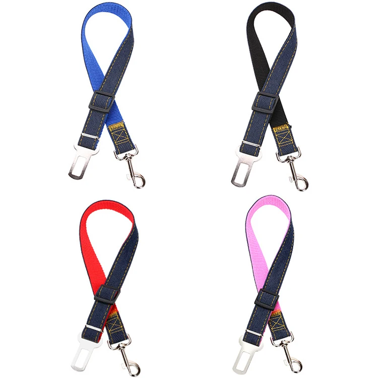 

2022 New design pet car seat belt retractable nylon cowboy dog car seat belt pet leash wholesale pet collars