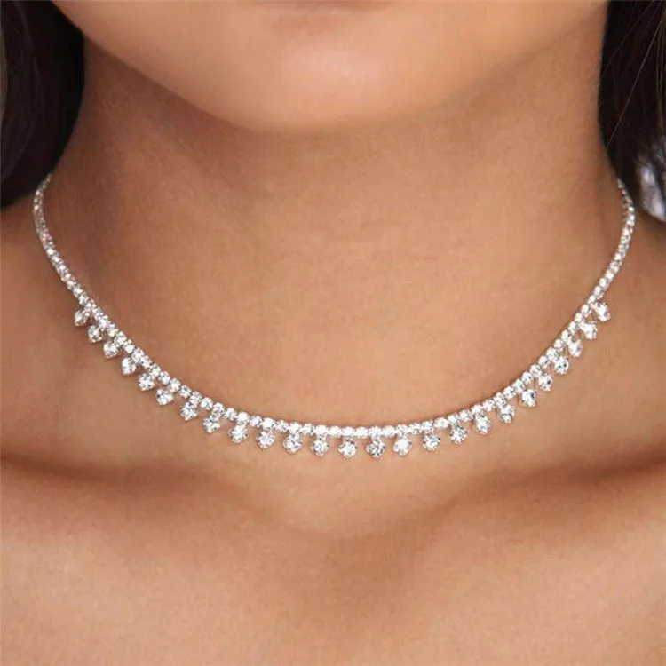 

2020 Bling Pendant Diamond Necklace Hip Hop Chocker Women Tennis Chain Necklace
