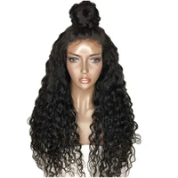 

Cheap black long curly synthetic hair wig lace front wig