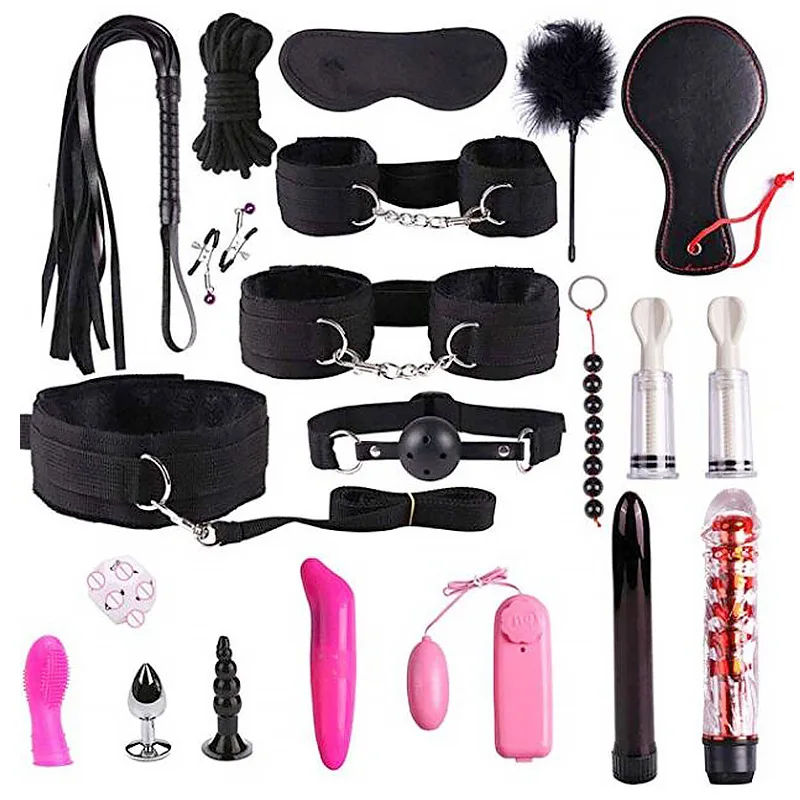 
gay free video male leather bondage set bdsm restraint bondage sex toy Whips Collar HandCuffs 