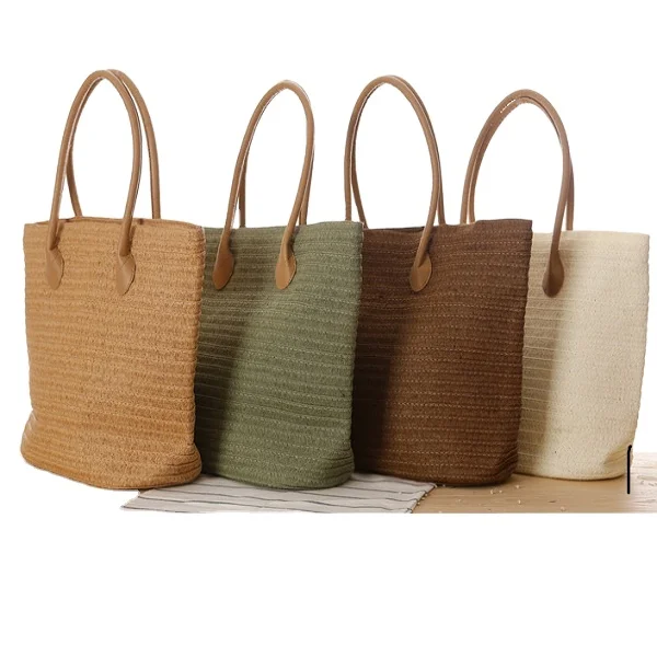 

High quality simple large custom straw beach bags multicolor women's shoulder handbags, Customized color