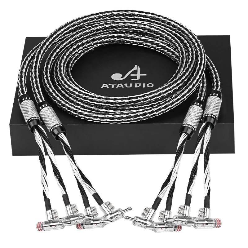 

HIFI speaker cable High-purity OCC silver mixed braid with self-locking banana head HiFi speaker cable