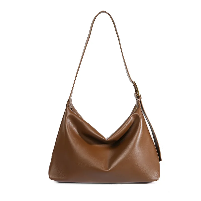 

Fashionable Hobo Bag Designer Brown Large Shoulder Bag Large Capacity Soft Leather Bags, 3 colors