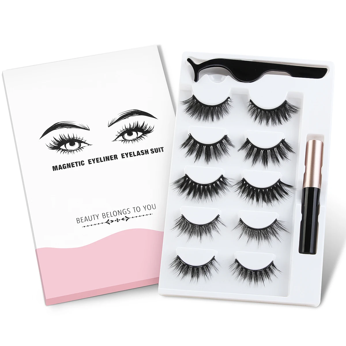 

Maange wholesale 3d faux magnetic eyelashes black elastic natural fur lashes super flexible mink eyelash private eyelash package, Natural black