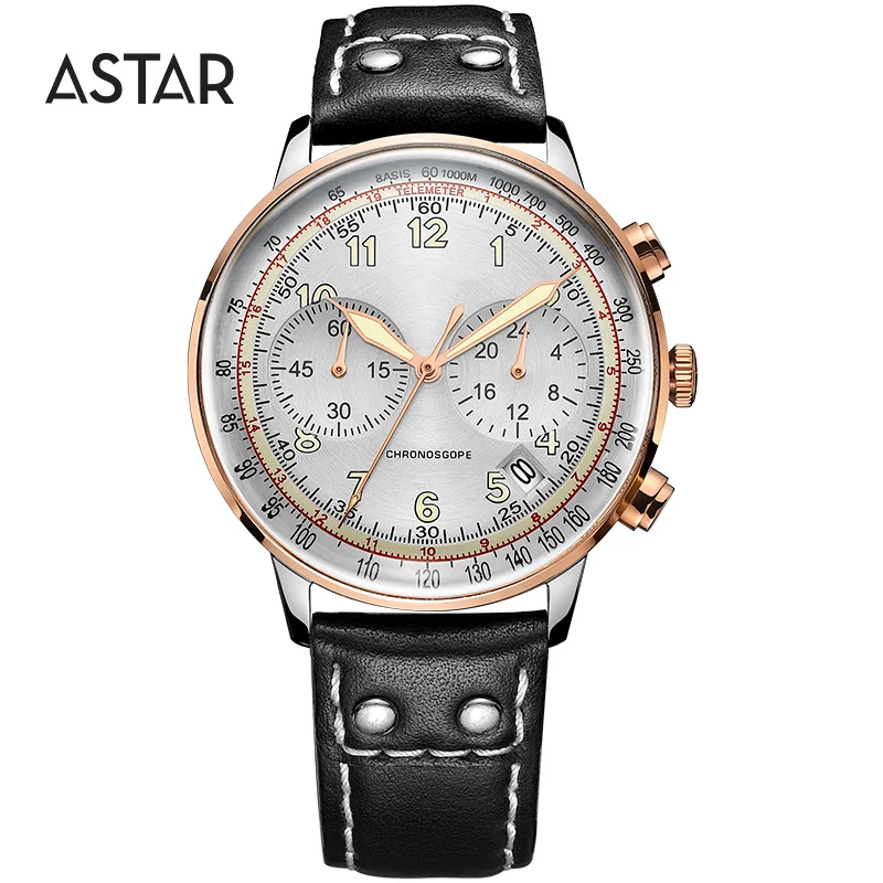 Wholesale Custom High Quality Luxury Dome Glass Japan Quartz Movement Chronograph Tachymeter