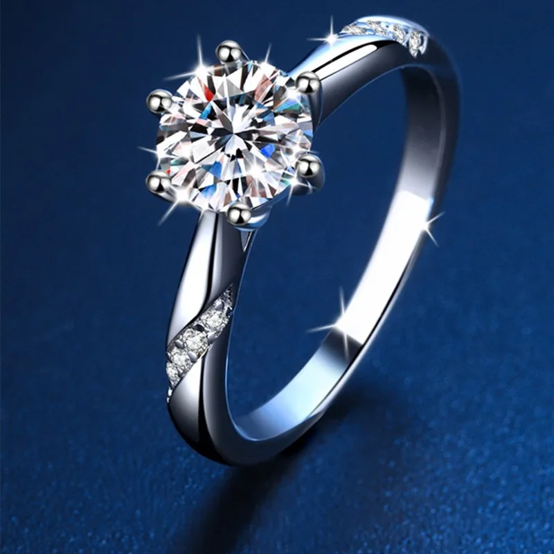 

Psychic Jewelry Classic Six-Claw Three-Carat Moissanite Ring Female S925 Silver Closed Mouth Valentine'S Day Gift Wholesale
