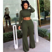 

2020 New Style Winter Knit Crop Top And Pants Two Piece Clothing 2 Piece Set Women High Quality Wholesalers