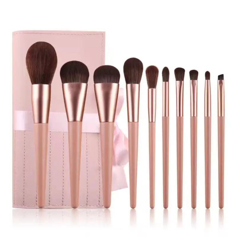 

10pcs Makeup Brush Set Beauty Makeup Tools Powder Brushes Wood Handle Makeup Brush Set With Bag