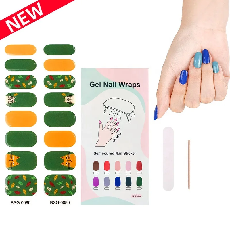 

Semi Cured Gel Nail Sticker factory supplier New designs custom Full Nail Polish strips gel nail polish stick wraps, Customers' requirements