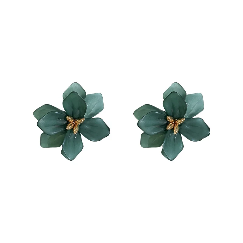 

dual layer flower petal earrings stud women