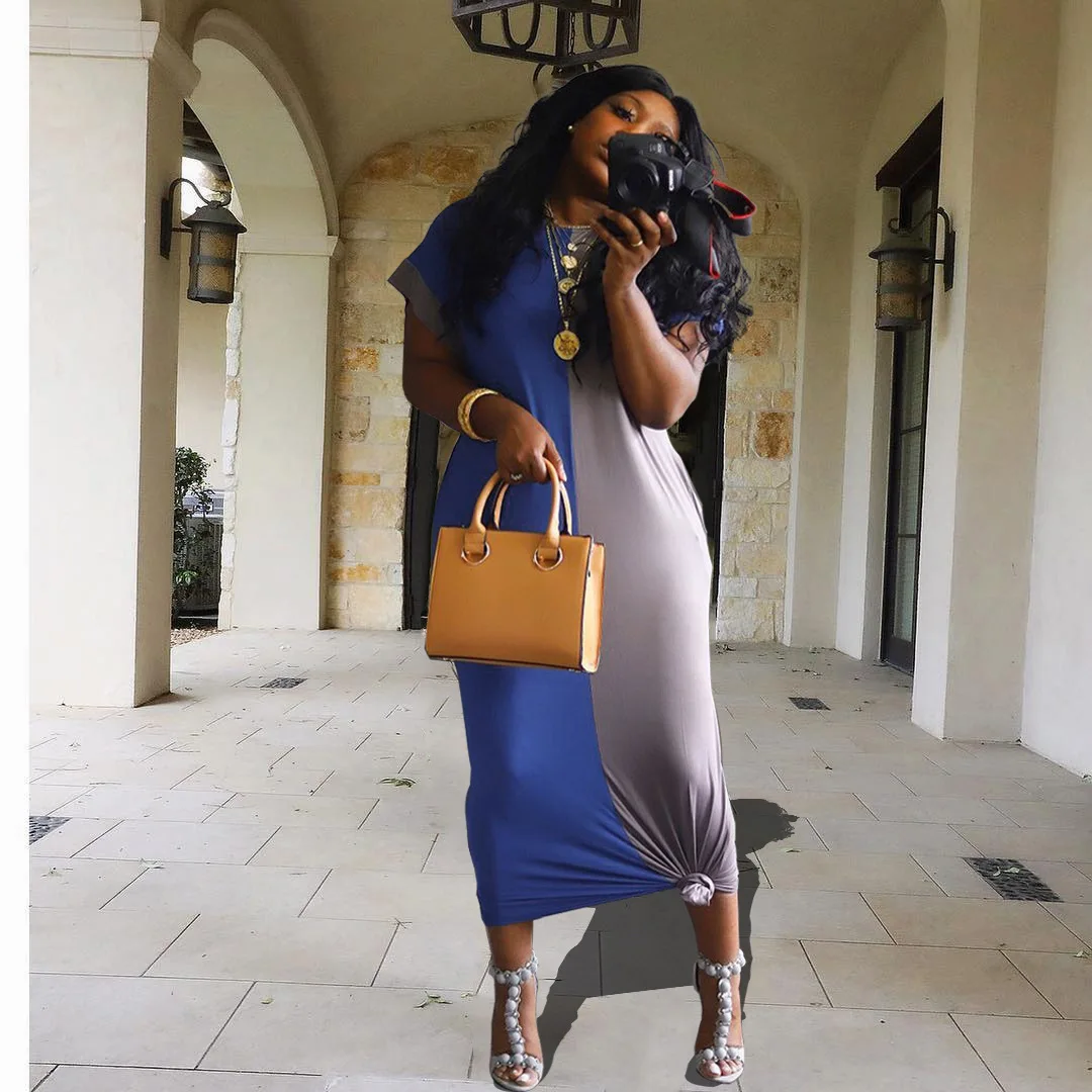 
KEYIDI Wholesale fat lady tie-dye printed straight sexy sling long dresses plus size dress women 