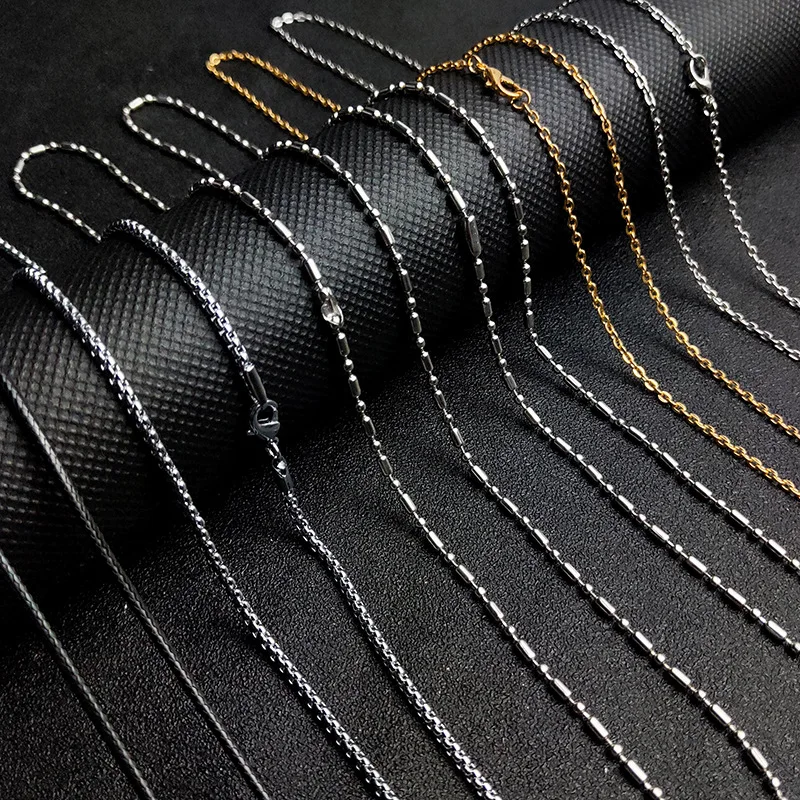 

Wholesale Custom Mens Women Silver Rose 14K 18K Solid Gold Plated Chains Stainless Steel Necklace Jewelry Metal Chains, Silver, gold, rose gold