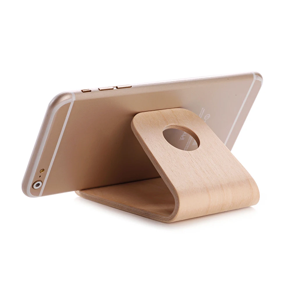 

Simple Cell Phone Stand Maple Wood Phone Holder Stand Compatible Bamboo Desk Organizer Accessories, Natural wood color