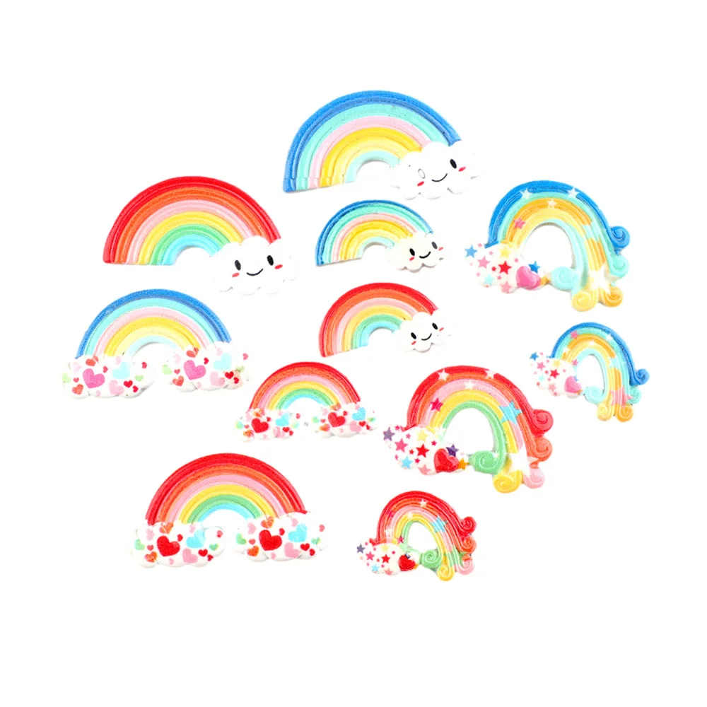 

high quality lovely print craft flatback rainbow resin charms pendant ornament accessories