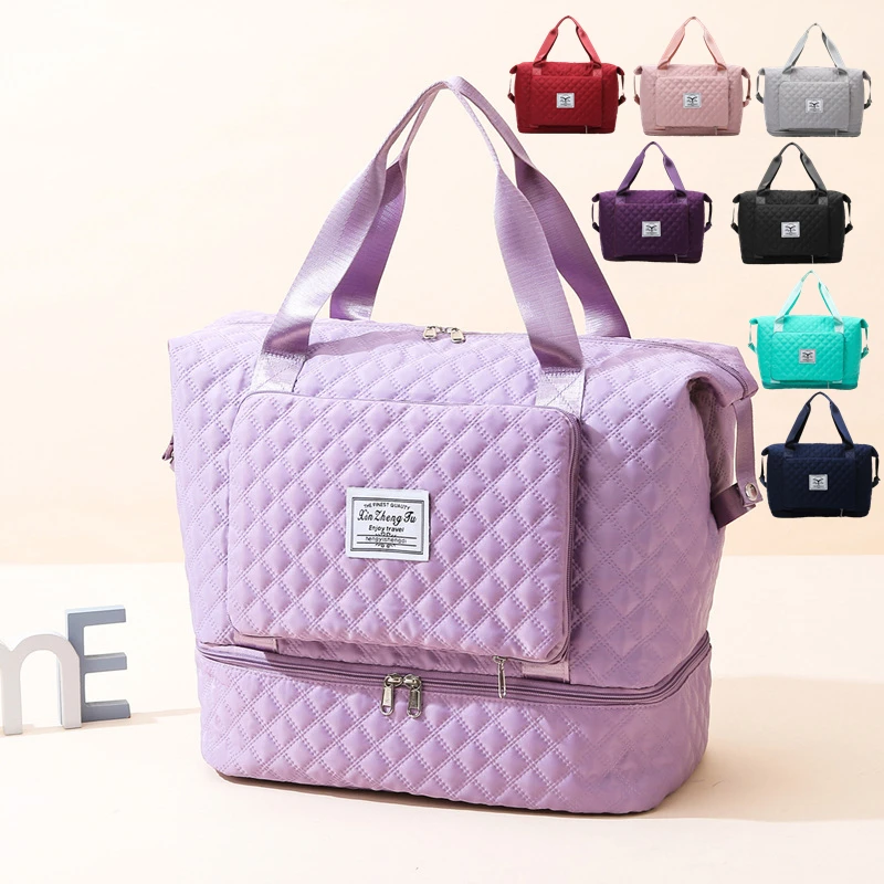 

2022 High quality Quilted large capacity Quilted folding retractable color waterproof tote bag Duffle travel bag, Customized color