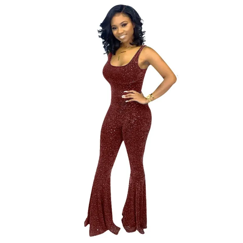 

Top Ranking Products Nightclub Sequined Women Jumpsuit Sling Sexy Fashion Sleeveless Romper, As picture