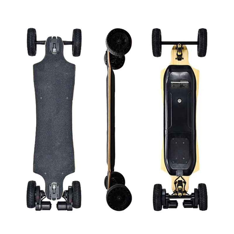 Smart OLED Remote 107mm long board Canadian Maple bamboo 40km per hour 10Ah electric skateboard, Customized color