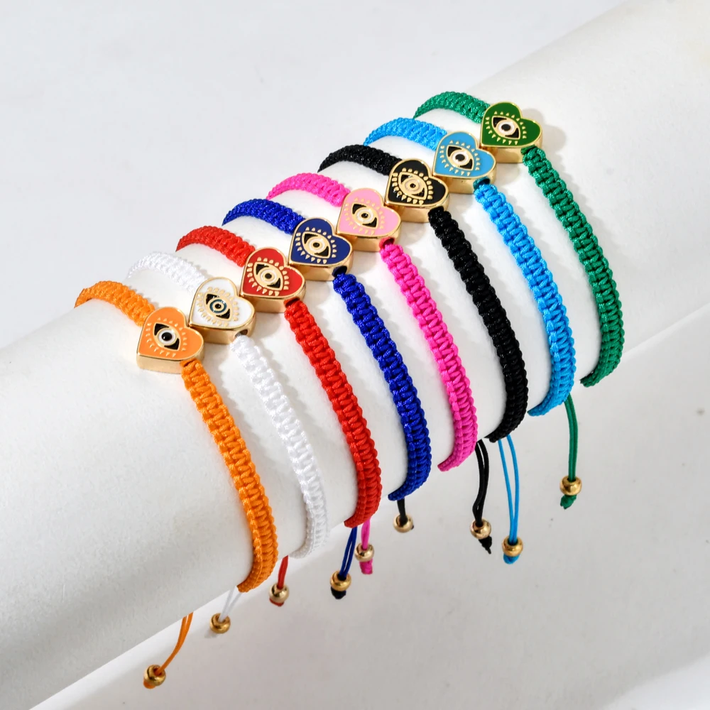 

Woven Rope Bracelet Lucky Heart Eye Beads Bracelets For Fashion Jewelry