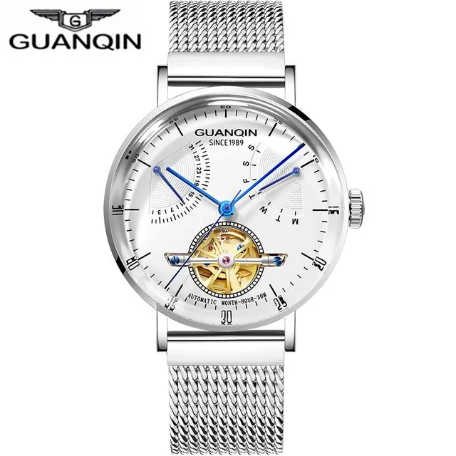 

GUANQIN Mens Watches Top Brand Luxury 2019 Skeleton Watch Men Clock Tourbillon Style Automatic Mechanical Wristwatch Watch Man