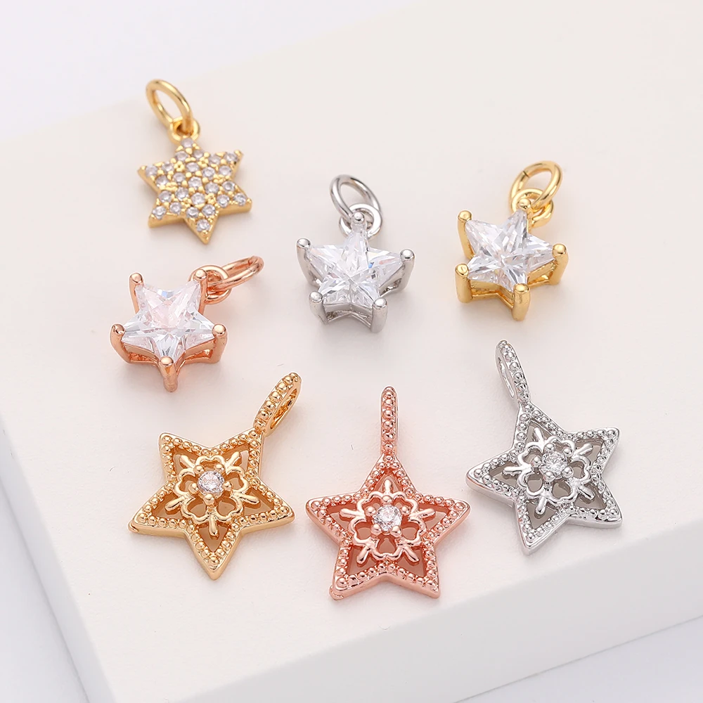 

Various of styles 18k gold plated with zircon moon and star charms pendants for jewelry necklace bracelet earring diy design