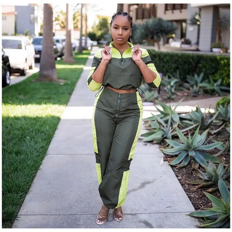 

Amazon AliExpress ebay European and American women's fall/winter casual stitching loose sports suit, Customized color