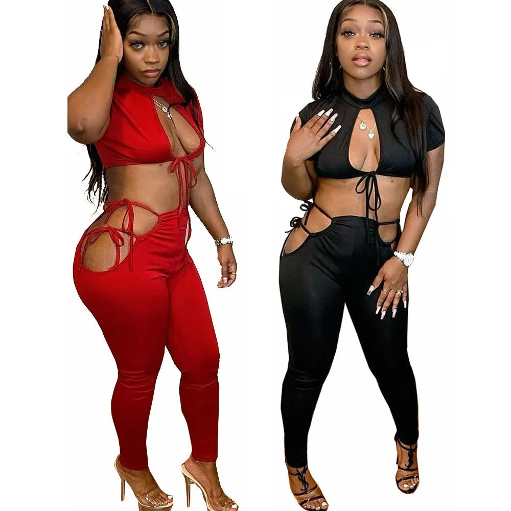 

Summer Women 2 Piece Pants Set Stitching Irregular One Shoulder Sleeveless Slim Women Two Piece Pants Set