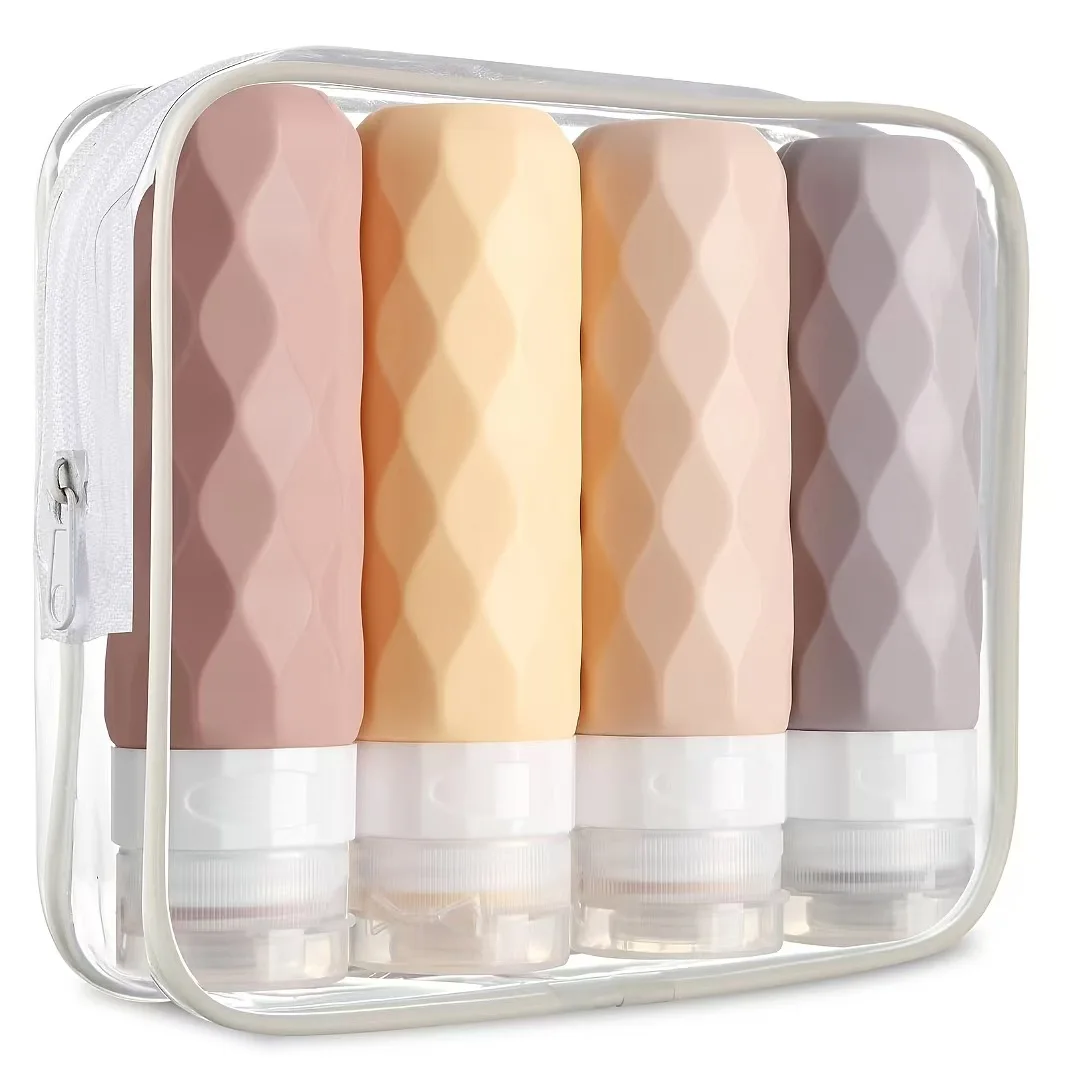 Sinodiving Durable Shampoo Bottle Set: Leakproof   BPA-Free Food Grade Silicone Cosmetic Toiletry Container Tube for Travel.