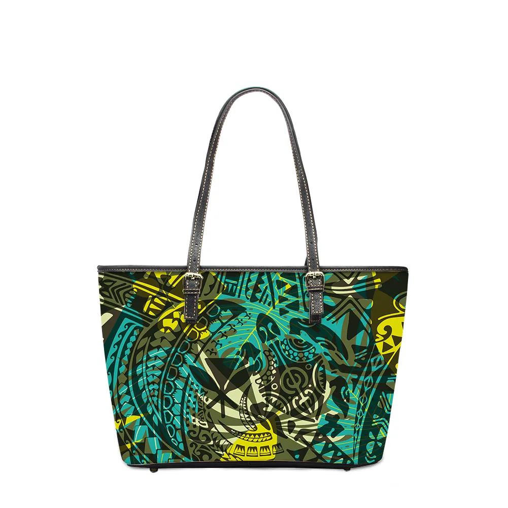 

Hawaii Designer Handbags Polynesian Tribal Turtle Pattern Printed Customized Ladies Tote Bag Popular Shoulder Handbags For Women, Customizable