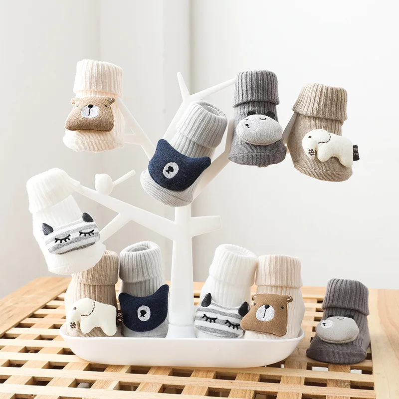 

A1836 Winter Cute Cartoon Accessories Baby Stocking Cotton Household Warm Knitted Kids Socks Toddler Antislip Floor Socks, 10 colors