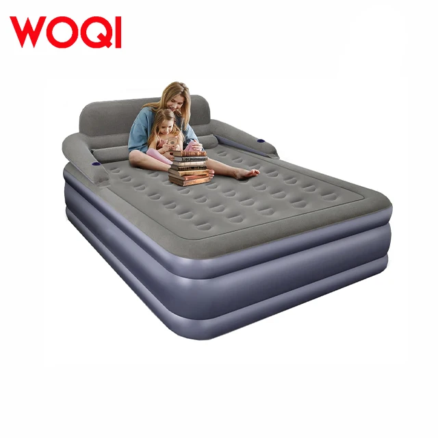 WOQI Comfortable Folding Air Mattress with Fast Inflation/Deflation 3 Minutes Flowed Top for Home Guest Travel Camping Air Pump