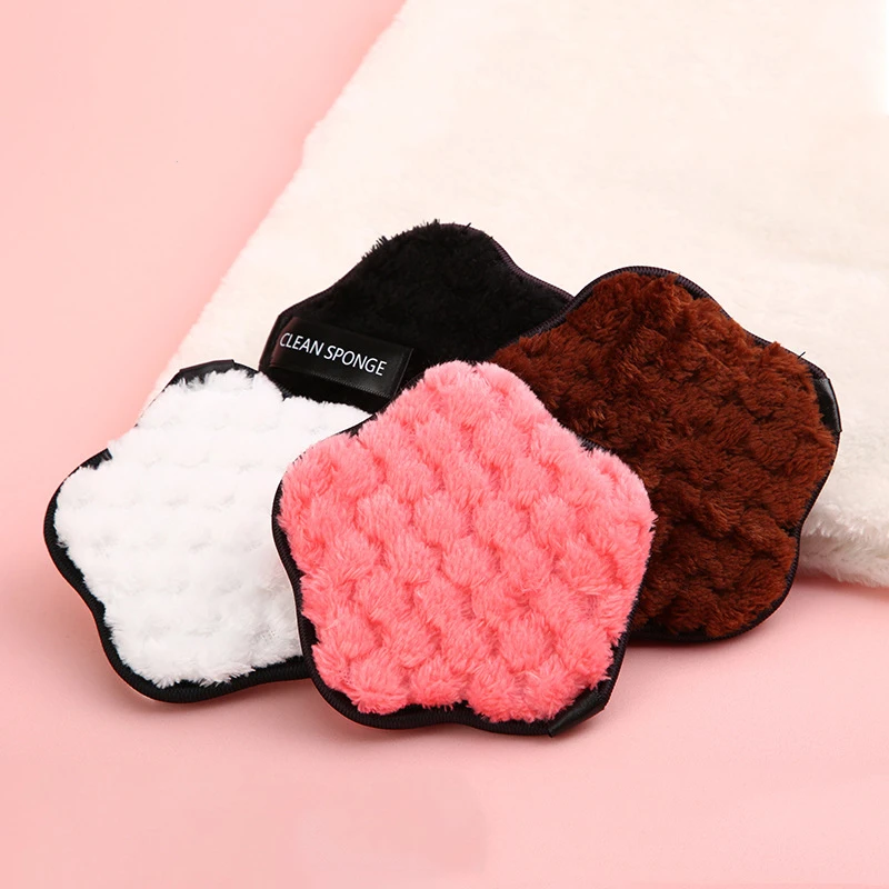 

Flower Shape Eco-friendly Reusable Makeup Remover Pads Washable Facial Cleaning Puff Microfiber Makeup Cleaning Puff, 4 colors