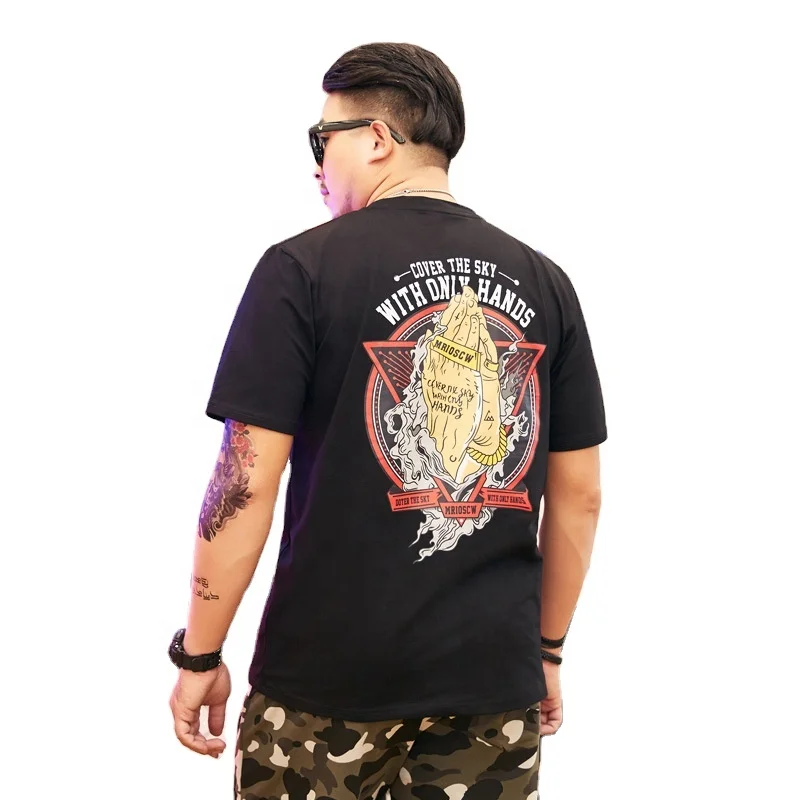 

Summer men's short-sleeved loose plus size cotton solid color round neck T-shirt, Shown