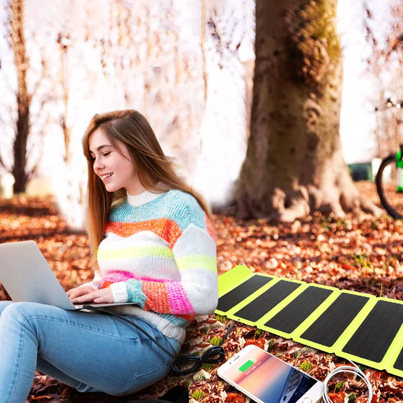 
60W Solar Panel Charger High Efficiency 18V DC & 5V USB Output Power Supply Portable Foldable Charger for Laptop Phone 